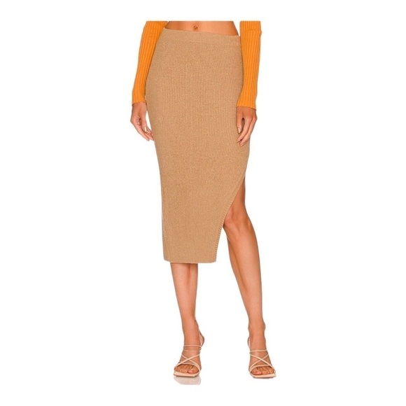 NEW SER.O.YA Lucy Knit Midi Skirt in Tan Size XS - Picture 1 of 10